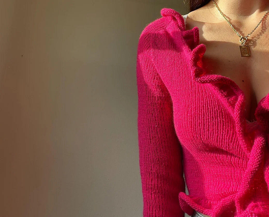 RUFFLE CARDIGAN – Itaca Yarns RUFFLE CARDIGAN – Itaca Yarns