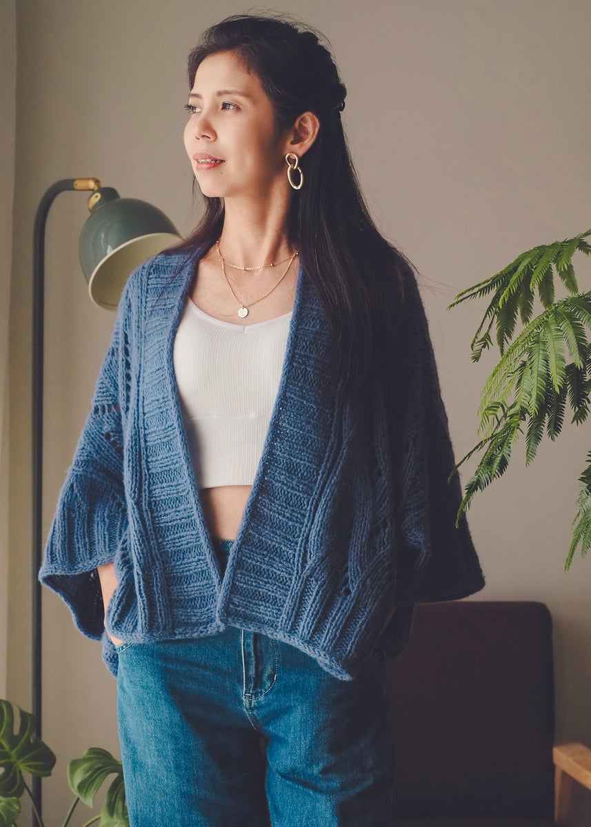 KIKI　FEDELI フェデーリ　カシミヤ100%　カーディガン　ブルー FELIA CARDIGAN – Itaca Yarns